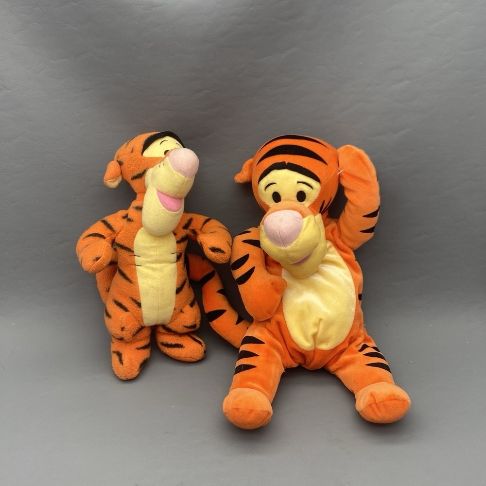 Disney Fisher-Price Tigger Plush Lot 14" Soft 'N Silly & 11"‎ Tigger Rattle Toy